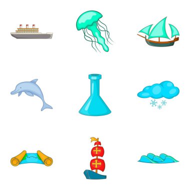 Derin Icons set, karikatür tarzı