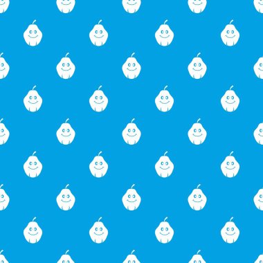 Gülümseyen Ayva meyve deseni kesintisiz mavi