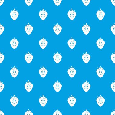 Olgun gülümseyen çilek deseni kesintisiz mavi