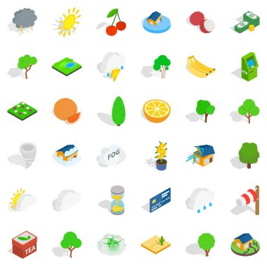 Yaşam Icons set, izometrik stili