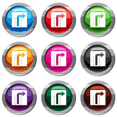 Trafik işareti 9 koleksiyon küme sağa dönün