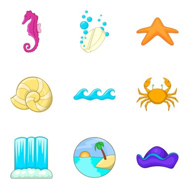 Icons set, karikatür tarzı daldırma