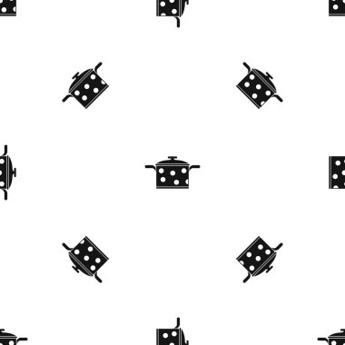 Tencere beyaz noktalar desen sorunsuz siyah