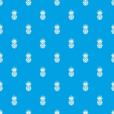 Gülümseyen ananas desen kesintisiz mavi