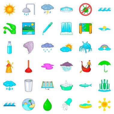 Banyo Icons set, karikatür tarzı