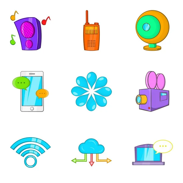 Kino app ikony set, kreslený styl — Stockový vektor