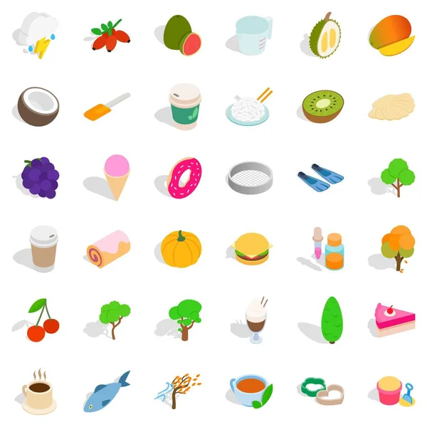 Vegetable icons set, isometric style — Stock Vector