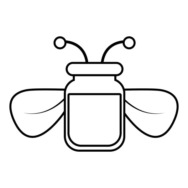 Sklenice včela med ikony, styl osnovy — Stockový vektor
