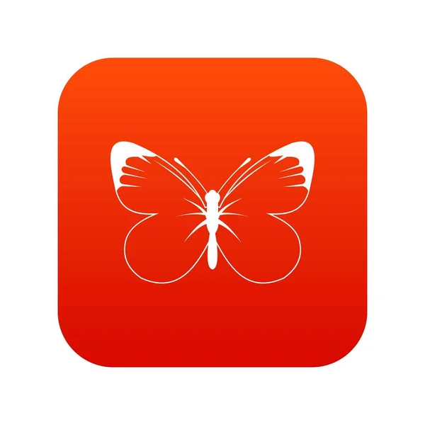 Icono de mariposa rojo digital — Vector de stock