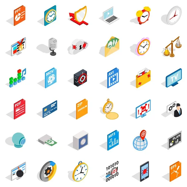 Multimedia icons set, isometric style — Stock Vector