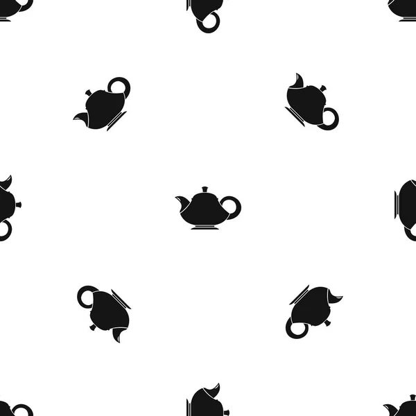 Teapot pattern seamless black — Stock Vector