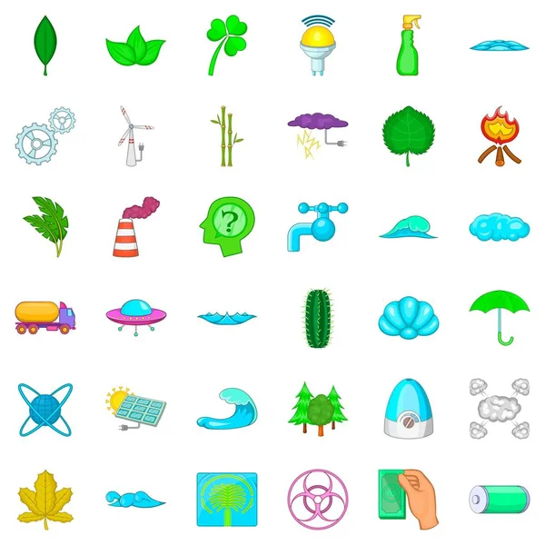 Ekoloji Icons set, karikatür tarzı