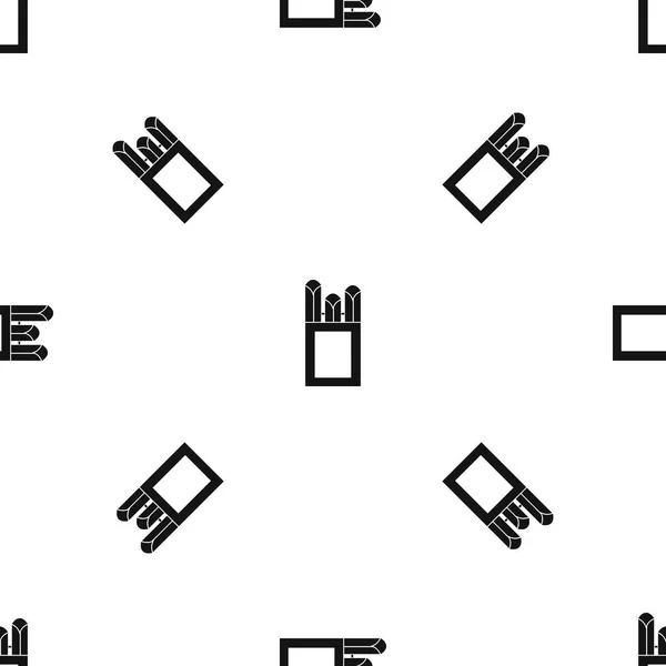 Tiza en caja de cartón patrón inconsútil negro — Archivo Imágenes Vectoriales
