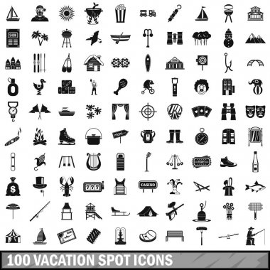 100 tatil spot simgeler kümesi, basit tarzı 