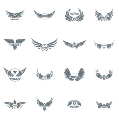 Kanat logo Icons set, basit tarzı
