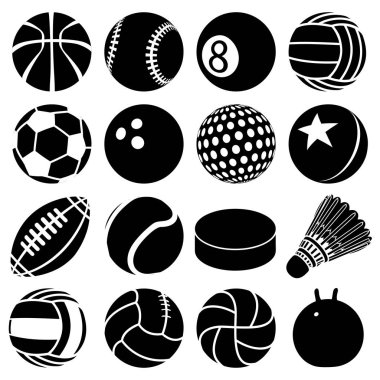 Oyun türleri, basit stil spor topları Icons set