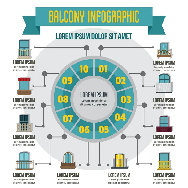 Balkon infografiku, plochý — Stockový vektor