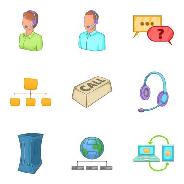 Çağrı Merkezi simge seti, karikatür tarzı