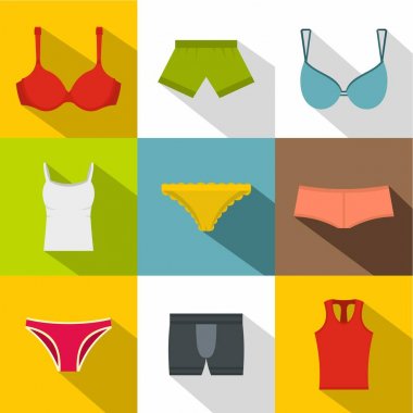 Kadın iç çamaşırı simge seti, düz stil