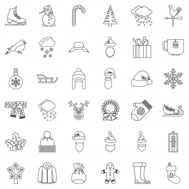 Kardan adam Icons set, anahat stili