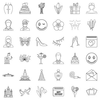 Kokteyl Icons set, anahat stili