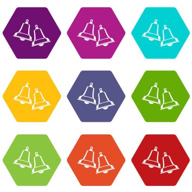 Renk altı yüzlü çan Icon set