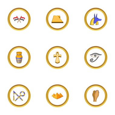Mısır Arkeoloji Icons set, karikatür tarzı