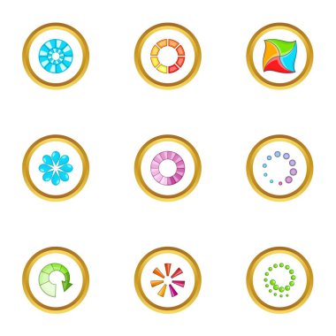 Dairesel indirme Icons set, karikatür tarzı