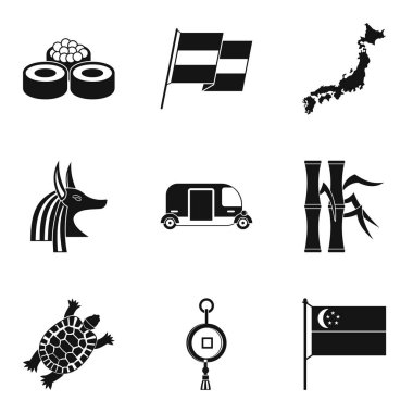 Eski kültür Icons set, basit tarzı