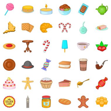 Çikolata ikonları, çizgi film tarzı.