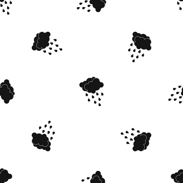 Moln och vatten droppar mönster sömlös svart — Stock vektor