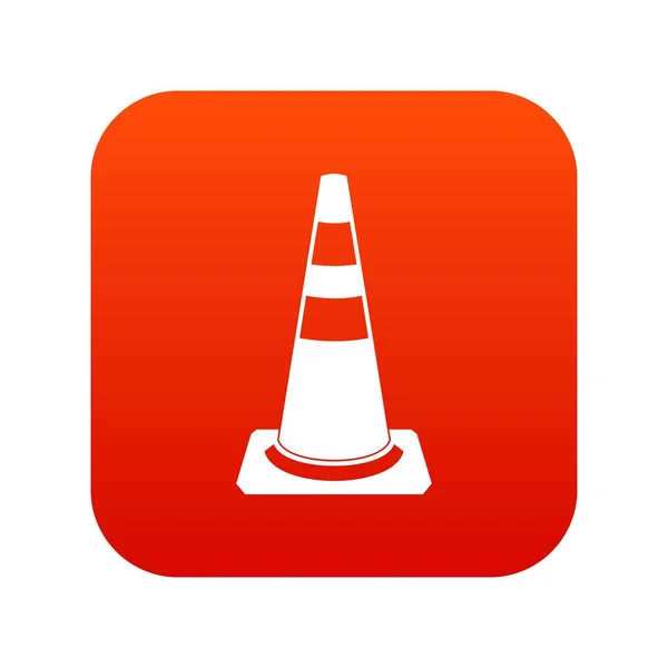 Cône de circulation icône numérique rouge — Image vectorielle