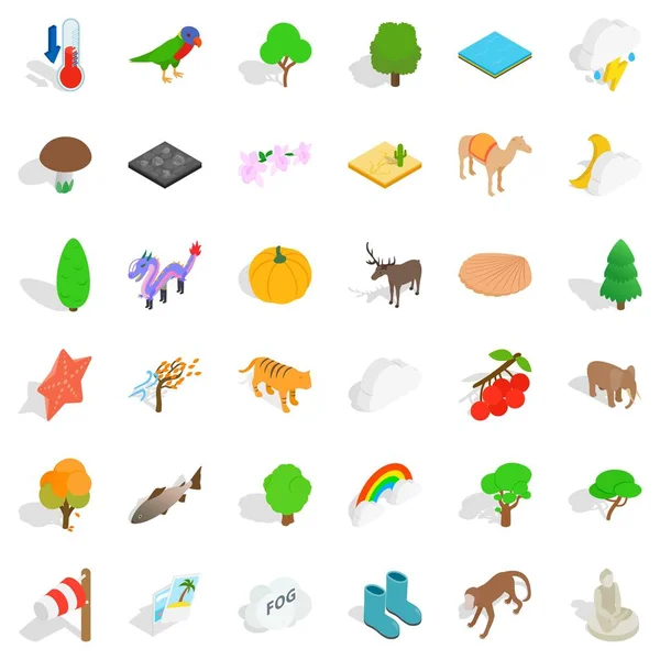 Jungle icons set, isometric style — Stock Vector