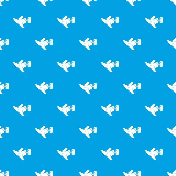 Mosca de paloma con patrón de correo azul sin costuras — Vector de stock