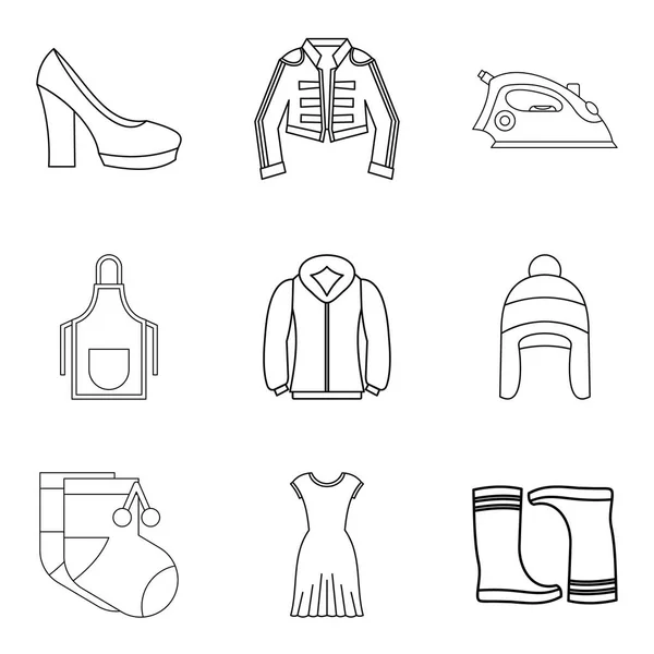 Kleidungssymbole der Saison, Outline-Stil — Stockvektor