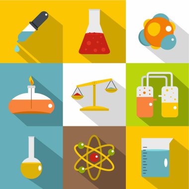 Kimya bilim Icon set, düz stil