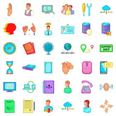 Bütün gün Icons set, karikatür tarzı