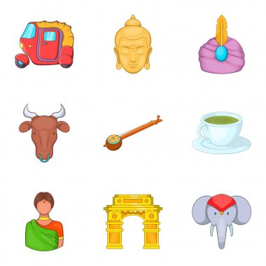 Hint castes Icons set, karikatür tarzı