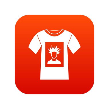 Yazdır adam portre simgesi dijital kırmızı ile beyaz gömlek