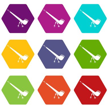 Renk altı yüzlü yasaktır boru Icon set