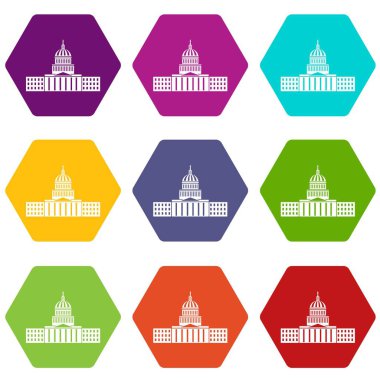 Renk altı yüzlü Capitol Icon set