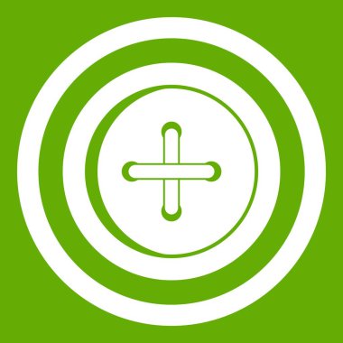 Bir iş parçacığı simgesi yeşil olan dikiş düğme