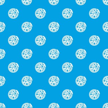 Lezzetli İtalyan pizza kaldırdı dilim bir desen kesintisiz mavi