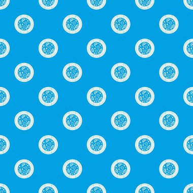 Sosis, domates ve zeytin pizza desen kesintisiz mavi