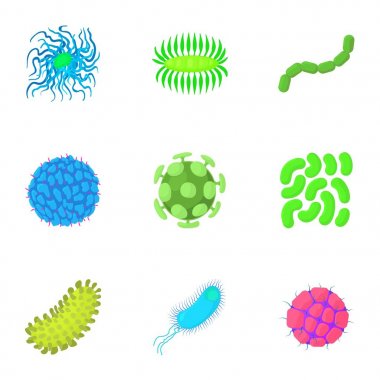 Mikrop Icons set, karikatür tarzı