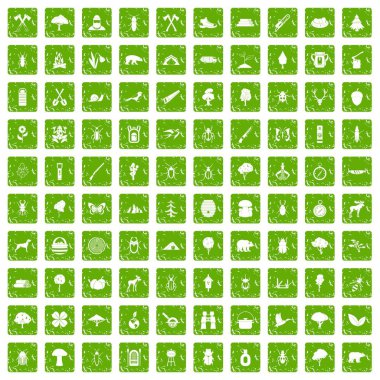 100 orman simgeler grunge yeşil ayarla