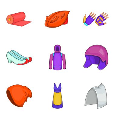 Giysi simge seti, karikatür tarzı korumak