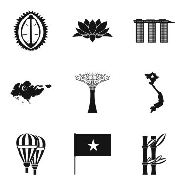 İlginç yer Icons set, basit tarzı