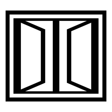 Plastik pencere çerçevesi simgesi, basit siyah stil