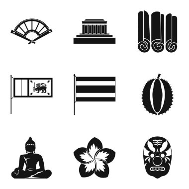 Budizm Icons set, basit tarzı